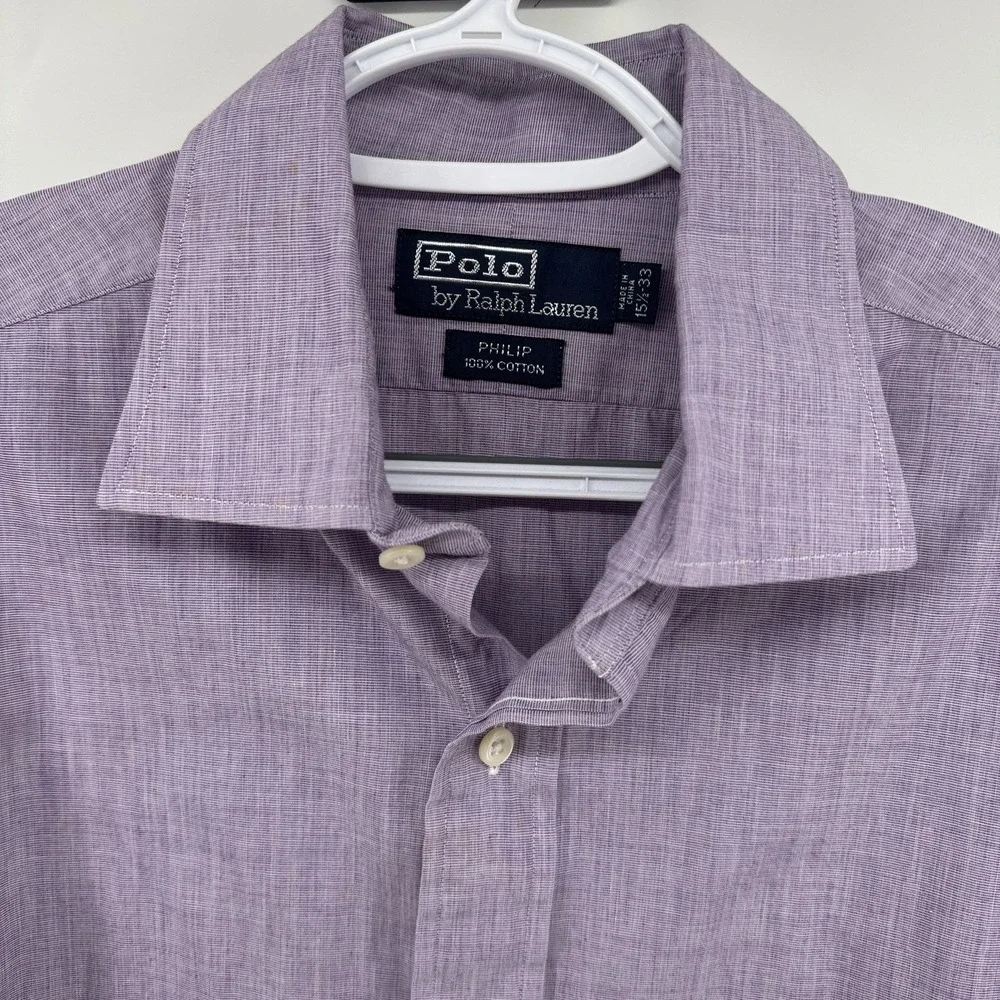 Polo Ralph Lauren Philip Shirt Mens 15.5x33 French Cuff Lavender Purple Solid
